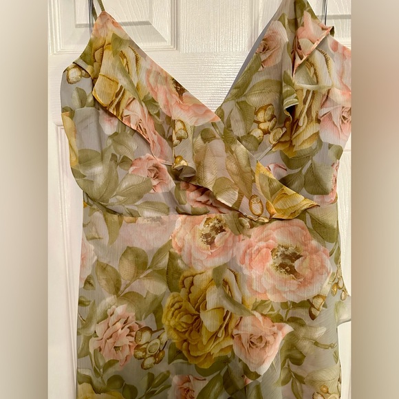 Floral Print Ruffle FauxWrap Hi-low Maxi Dress Express - Picture 3 of 6